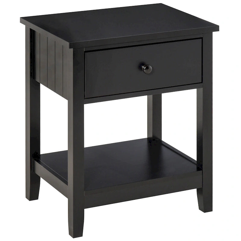 Table de chevet moderne avec tiroir et étagère de rangement – 19,75x13,75x23,5
