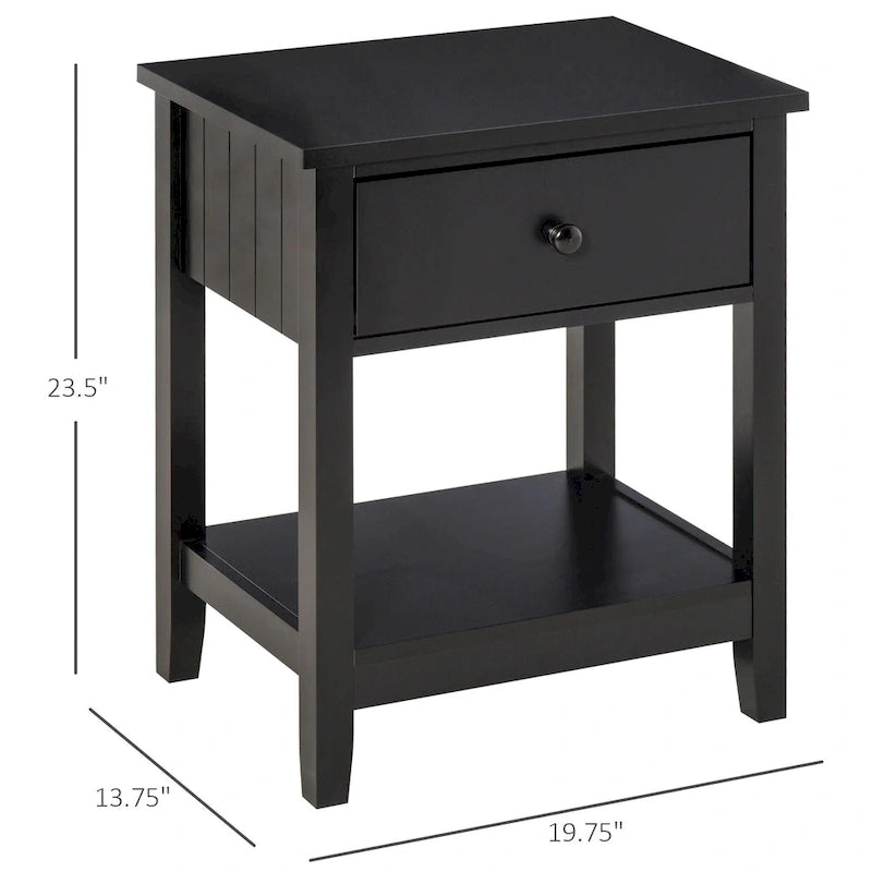 Table de chevet moderne avec tiroir et étagère de rangement – 19,75x13,75x23,5