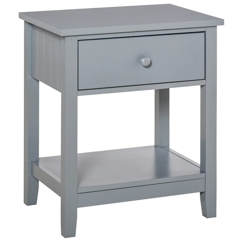 Table de chevet moderne avec tiroir et étagère de rangement – 19,75x13,75x23,5