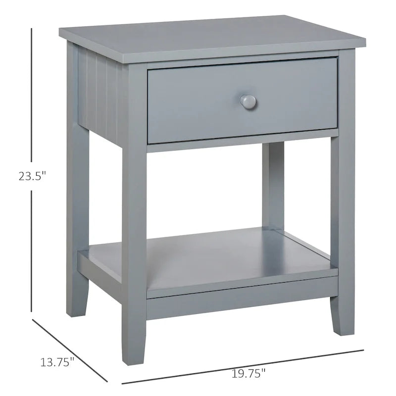 Table de chevet moderne avec tiroir et étagère de rangement – 19,75x13,75x23,5