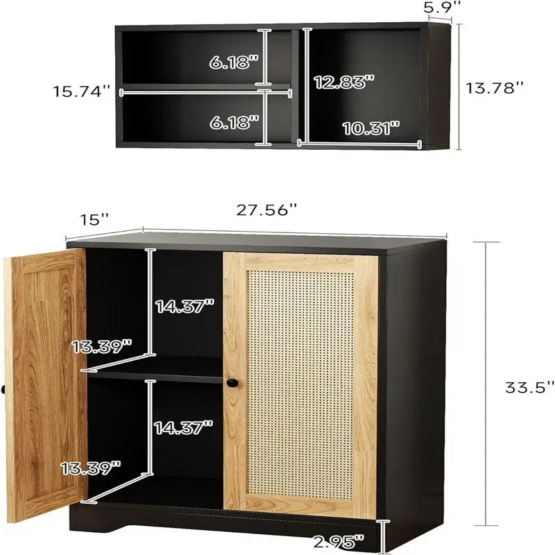 2 Doors Accent Sideboard Cabinet - 15D x 27.56W x 47.24H