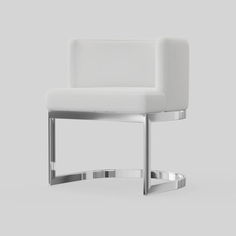 Chaise de salle à manger capitonnée à oreilles avec dossier haut et pieds en bois massif