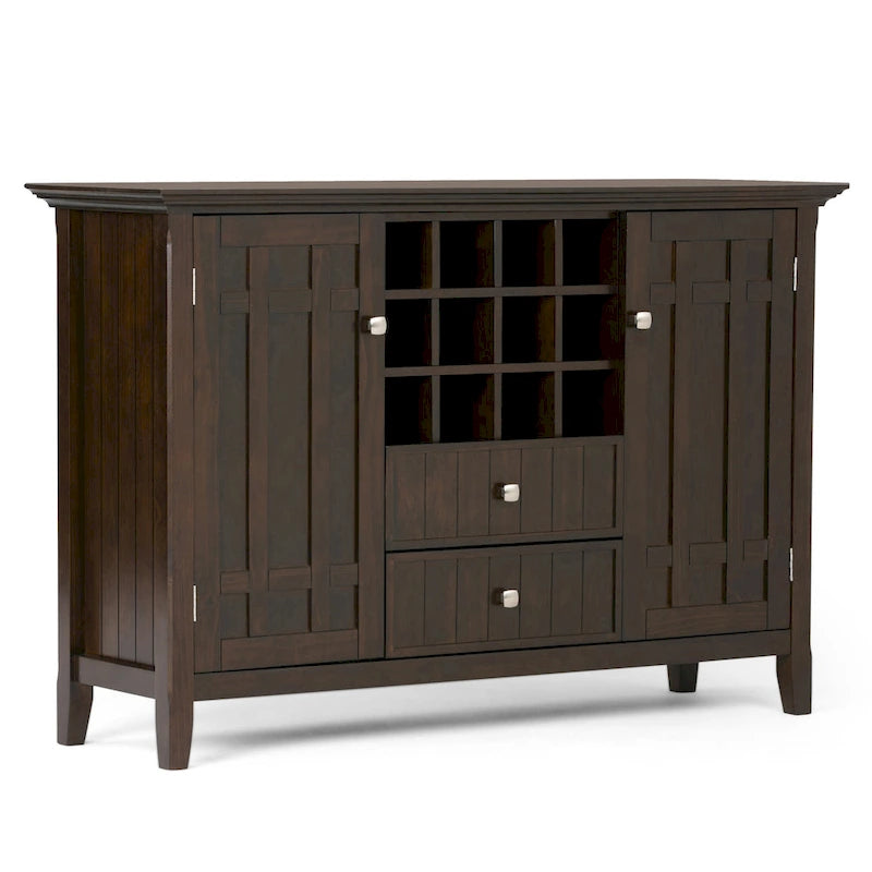 BUFFET-BAHUT TRANSITIONNEL EN BOIS MASSIF DE 54 POUCES AVEC RANGEMENT À VIN - 54 L x 17 P x 36 H