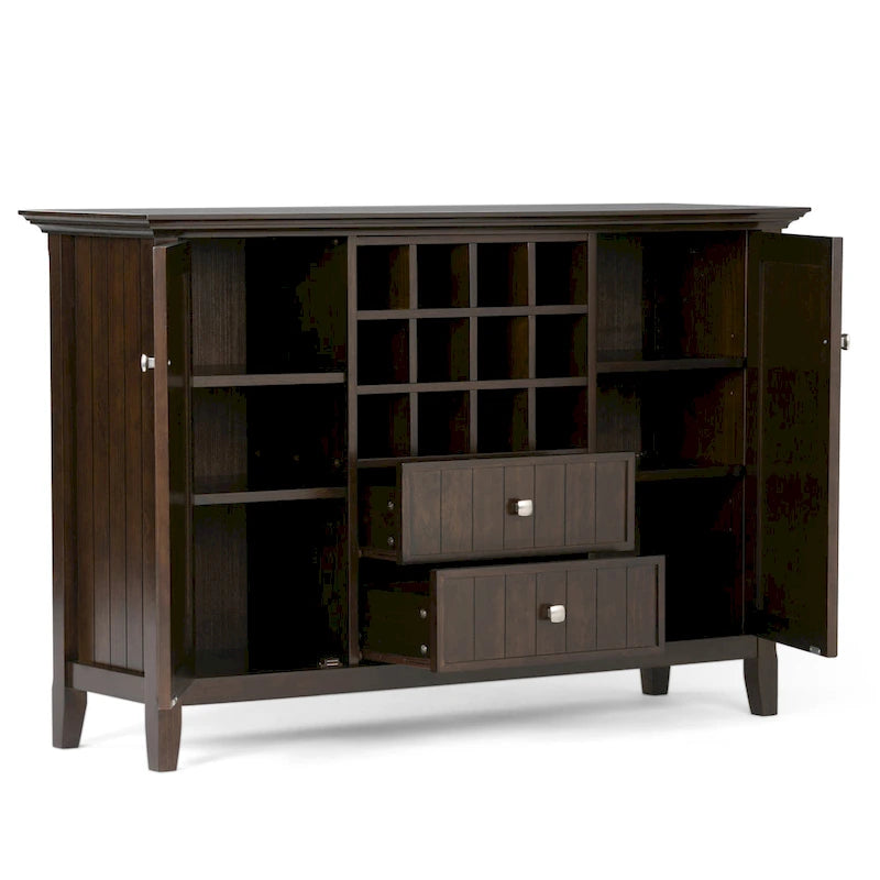 BUFFET-BAHUT TRANSITIONNEL EN BOIS MASSIF DE 54 POUCES AVEC RANGEMENT À VIN - 54 L x 17 P x 36 H