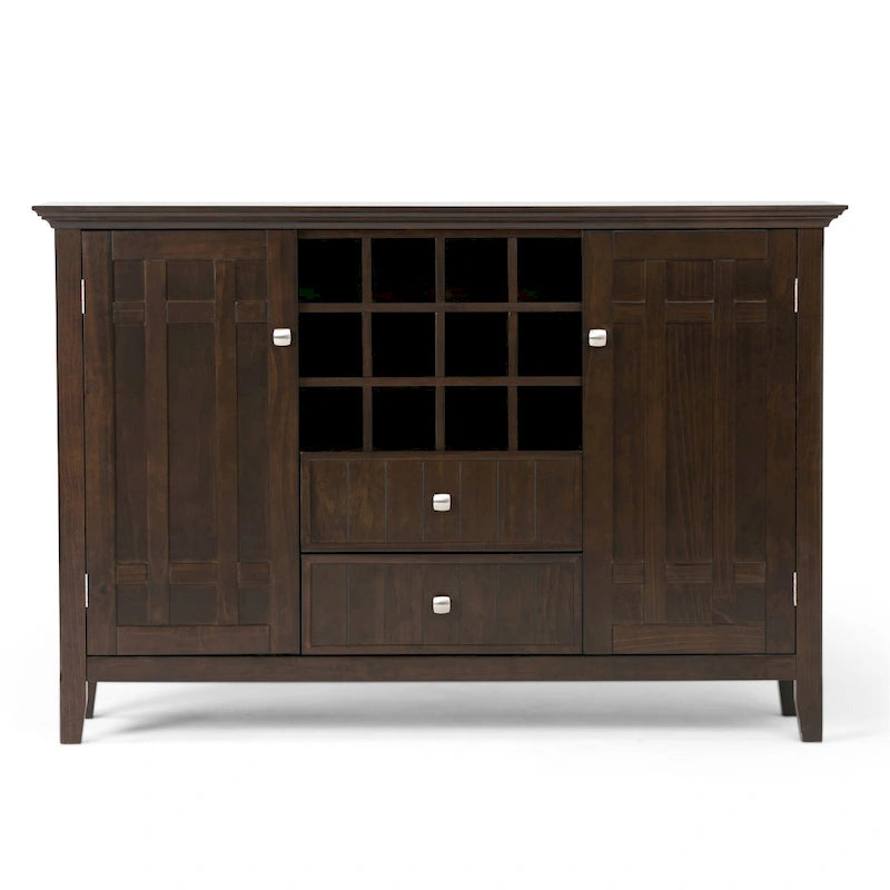 BUFFET-BAHUT TRANSITIONNEL EN BOIS MASSIF DE 54 POUCES AVEC RANGEMENT À VIN - 54 L x 17 P x 36 H