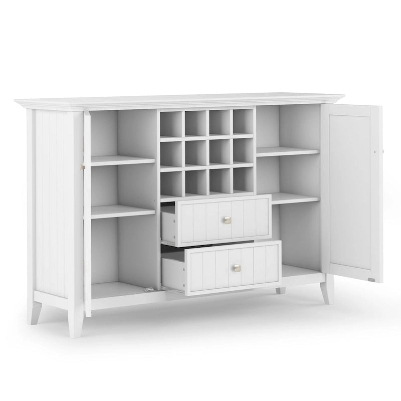 BUFFET-BAHUT TRANSITIONNEL EN BOIS MASSIF DE 54 POUCES AVEC RANGEMENT À VIN - 54 L x 17 P x 36 H