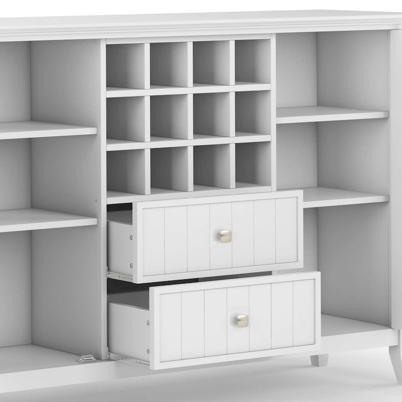 BUFFET-BAHUT TRANSITIONNEL EN BOIS MASSIF DE 54 POUCES AVEC RANGEMENT À VIN - 54 L x 17 P x 36 H