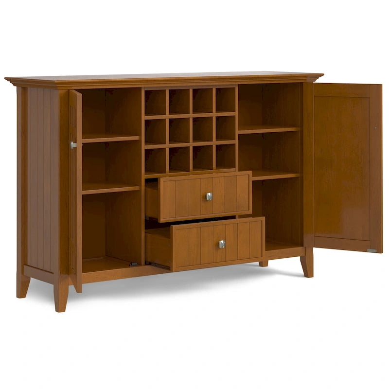 BUFFET-BAHUT TRANSITIONNEL EN BOIS MASSIF DE 54 POUCES AVEC RANGEMENT À VIN - 54 L x 17 P x 36 H