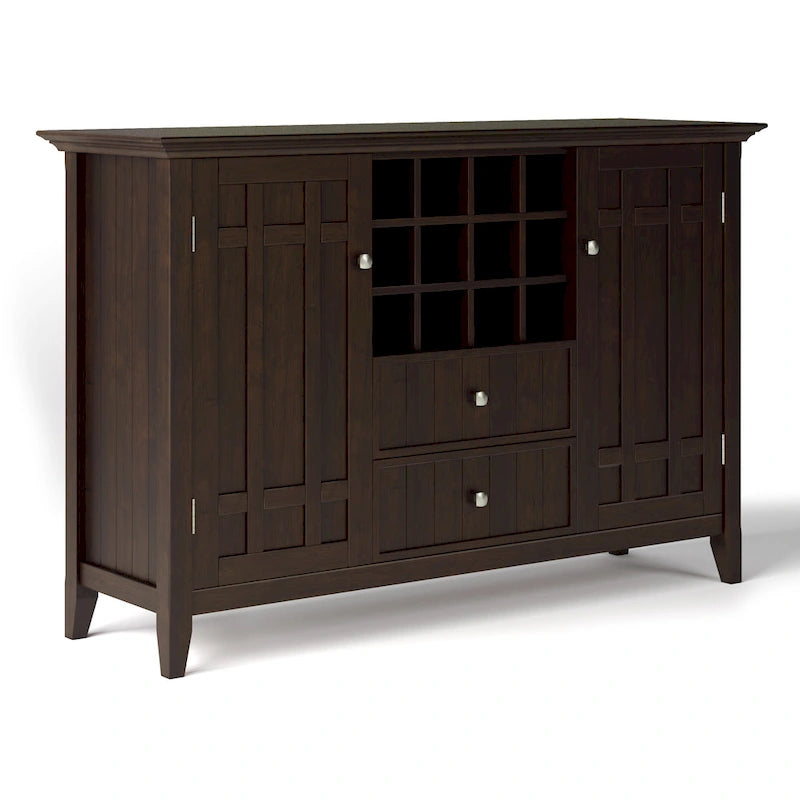 BUFFET-BAHUT TRANSITIONNEL EN BOIS MASSIF DE 54 POUCES AVEC RANGEMENT À VIN - 54 L x 17 P x 36 H