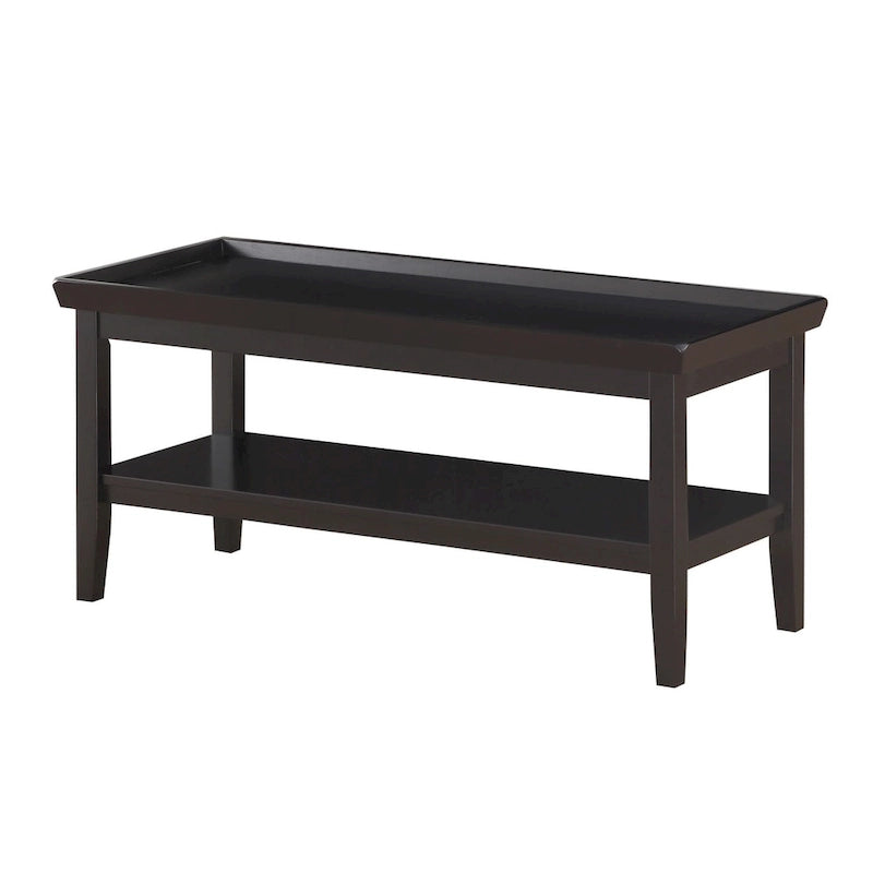 Table basse ronde Ledgewood mi-siècle avec étagère de rangement inférieure pour salon