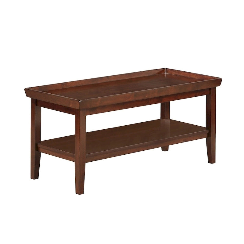 Table basse ronde Ledgewood mi-siècle avec étagère de rangement inférieure pour salon