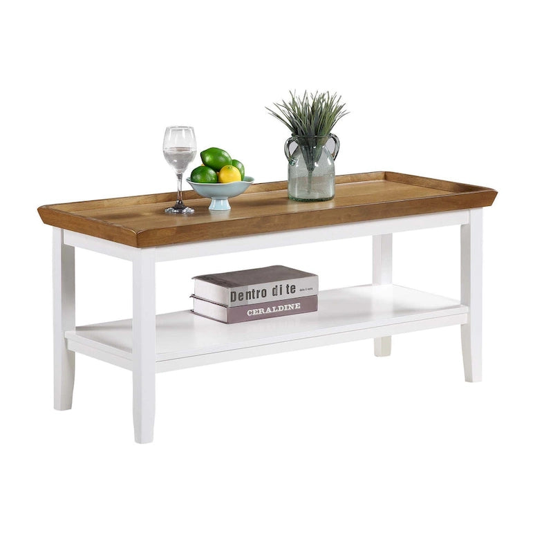 Table basse ronde Ledgewood mi-siècle avec étagère de rangement inférieure pour salon
