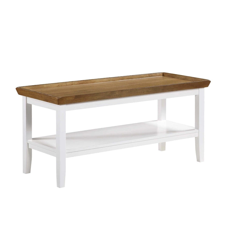 Table basse ronde Ledgewood mi-siècle avec étagère de rangement inférieure pour salon
