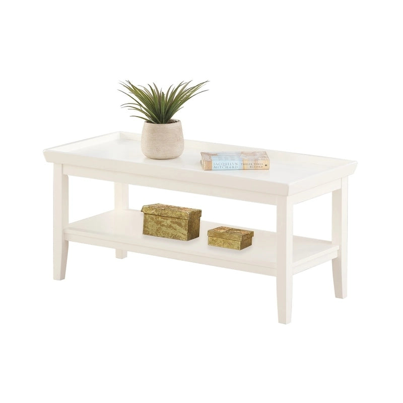 Table basse ronde Ledgewood mi-siècle avec étagère de rangement inférieure pour salon