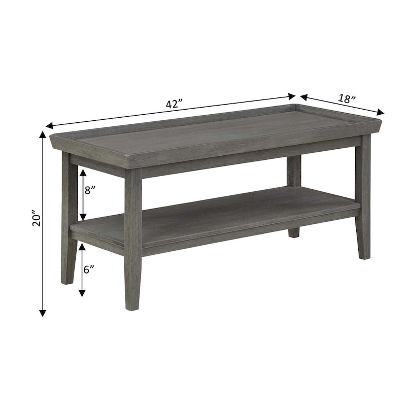 Table basse ronde Ledgewood mi-siècle avec étagère de rangement inférieure pour salon