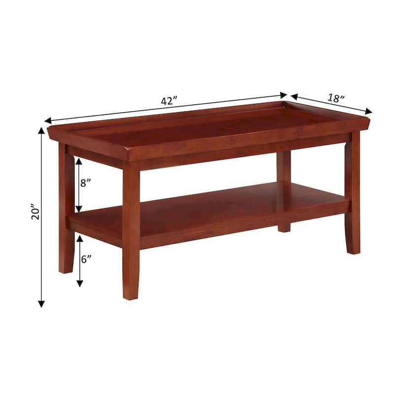 Table basse ronde Ledgewood mi-siècle avec étagère de rangement inférieure pour salon