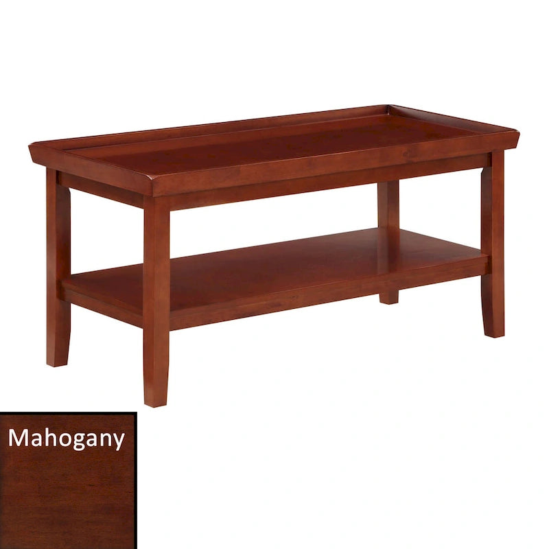 Table basse ronde Ledgewood mi-siècle avec étagère de rangement inférieure pour salon
