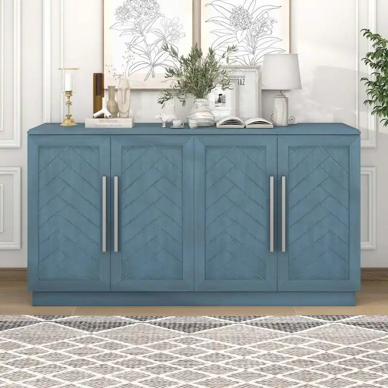 Sideboard with 4 Doors Large Storage Space with Adjustable Shelves