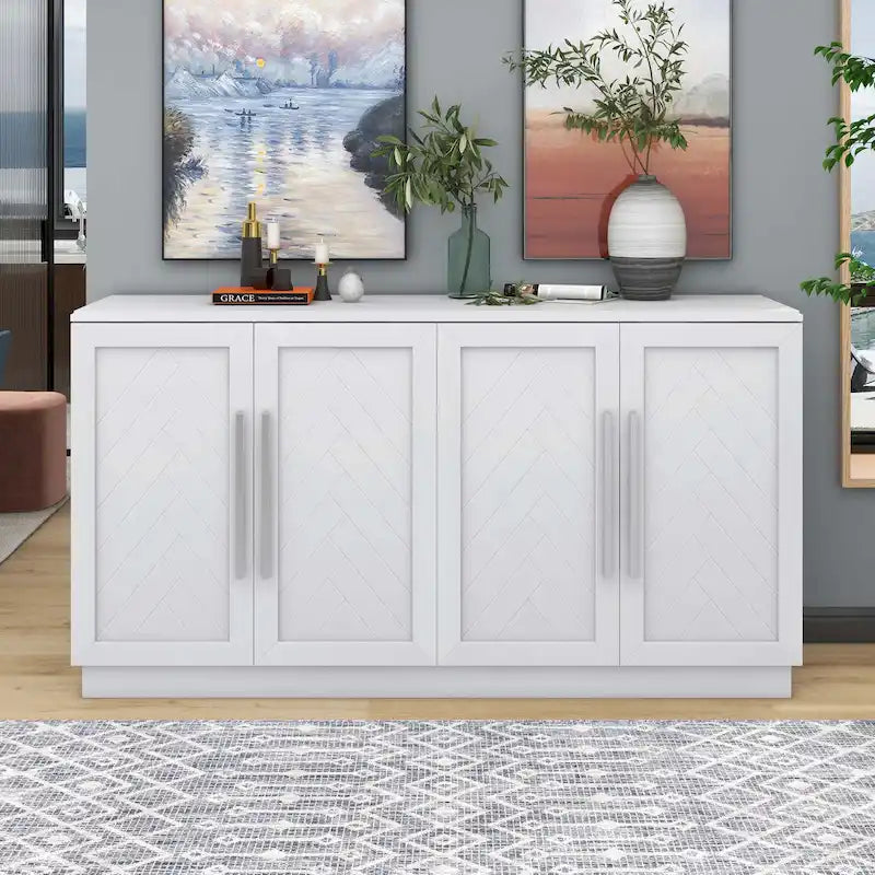 Sideboard with 4 Doors Large Storage Space with Adjustable Shelves