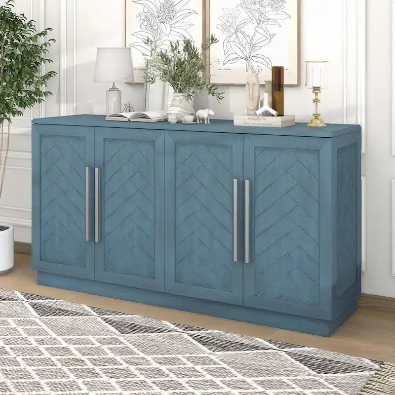 Sideboard with 4 Doors Large Storage Space with Adjustable Shelves