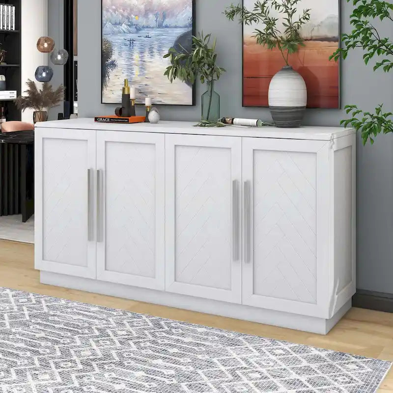 Sideboard with 4 Doors Large Storage Space with Adjustable Shelves