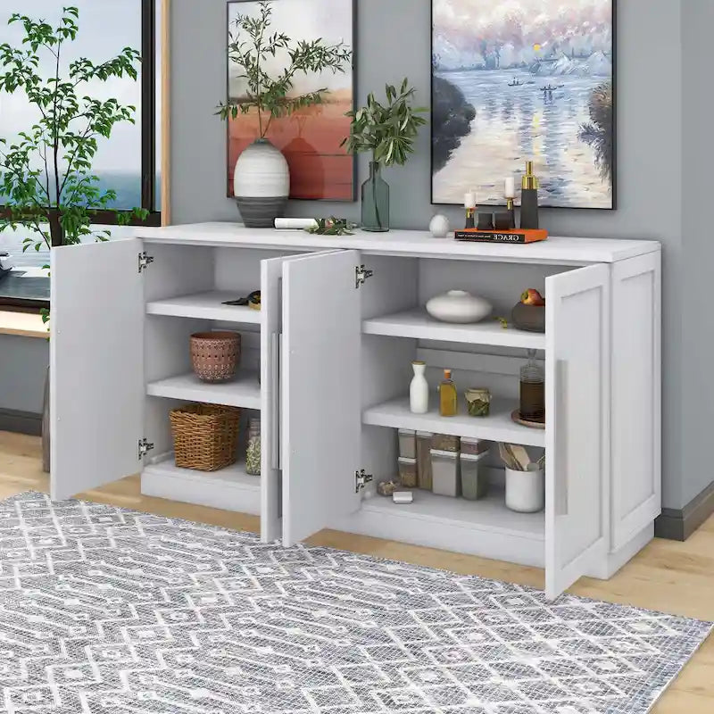 Sideboard with 4 Doors Large Storage Space with Adjustable Shelves