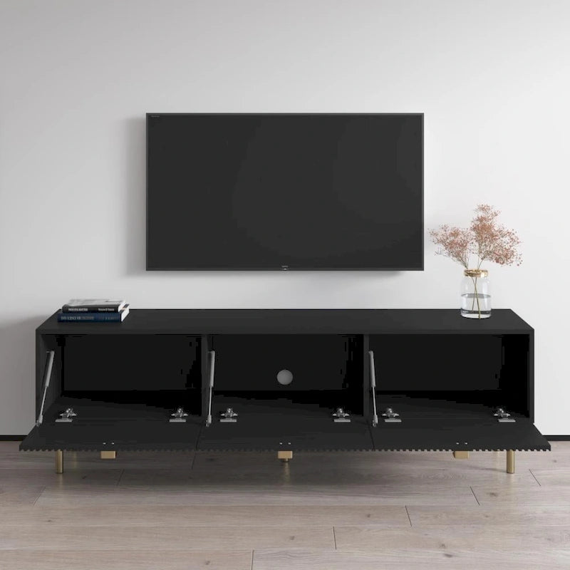 Meuble TV moderne avec rangement, compatible avec les téléviseurs jusqu'à 80 pouces