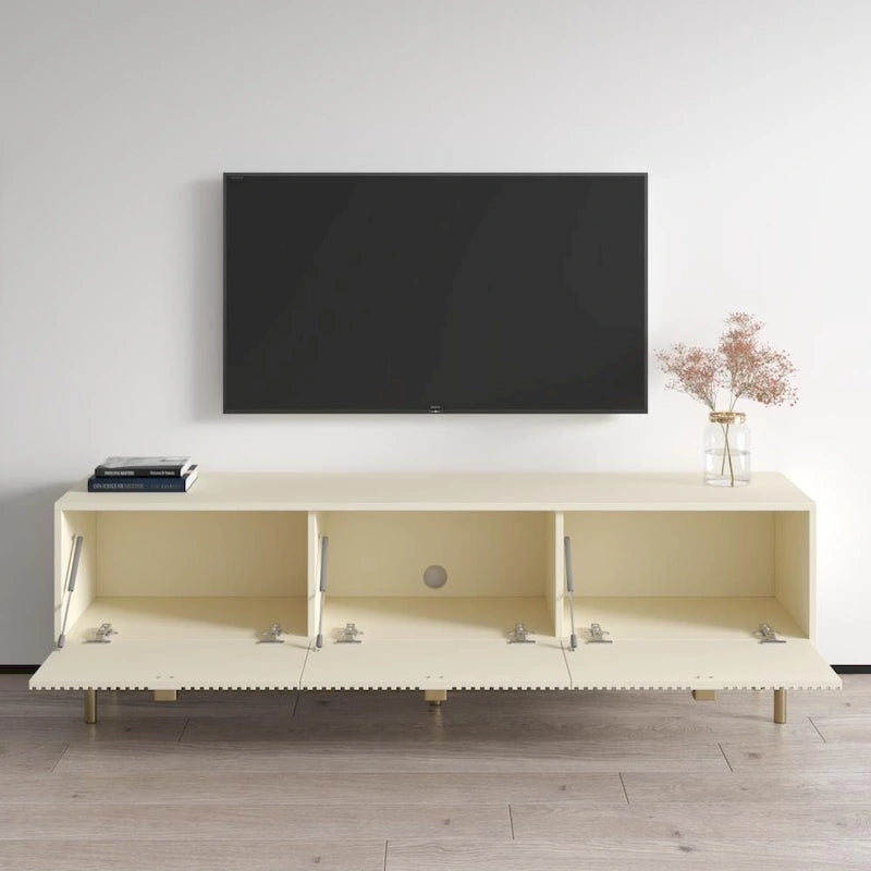 Meuble TV moderne avec rangement, compatible avec les téléviseurs jusqu'à 80 pouces