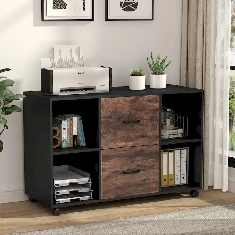 2-Drawer Wood Mobile Lateral File Cabinet