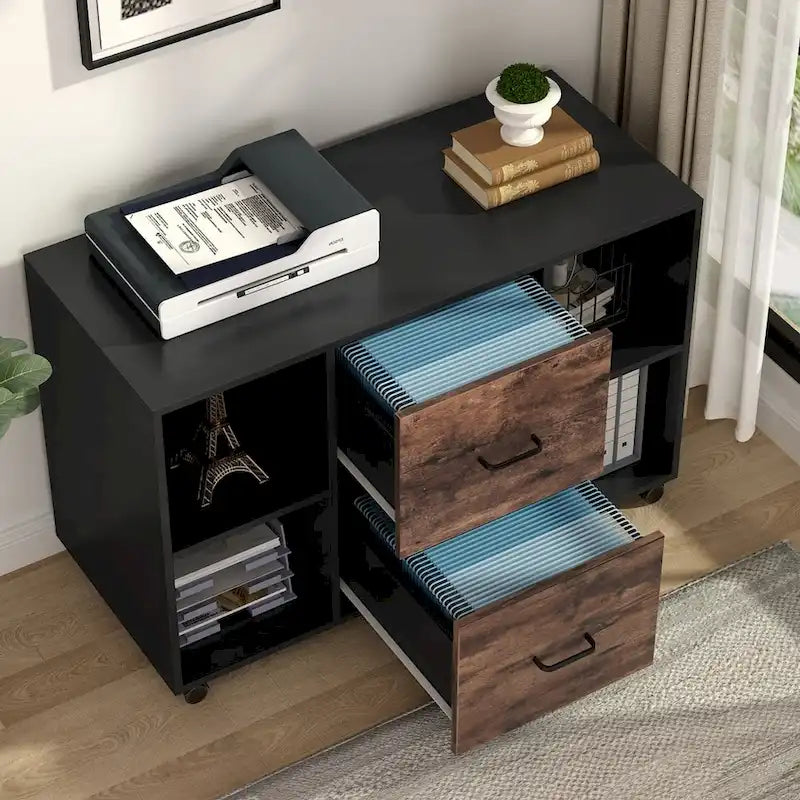2-Drawer Wood Mobile Lateral File Cabinet