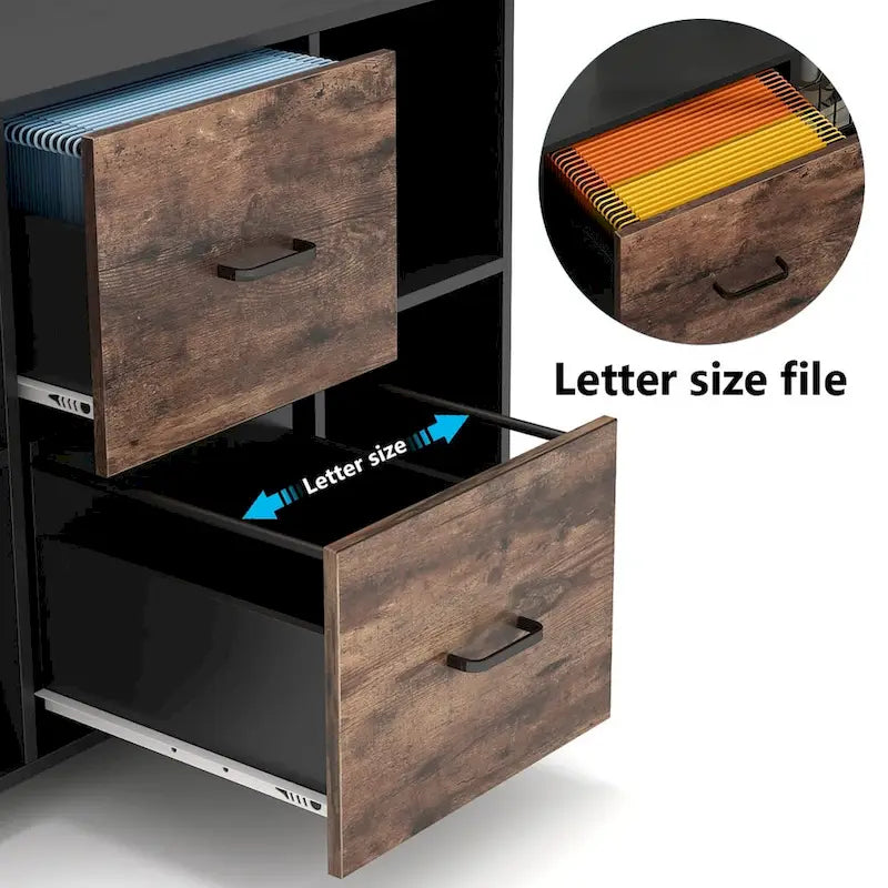 2-Drawer Wood Mobile Lateral File Cabinet