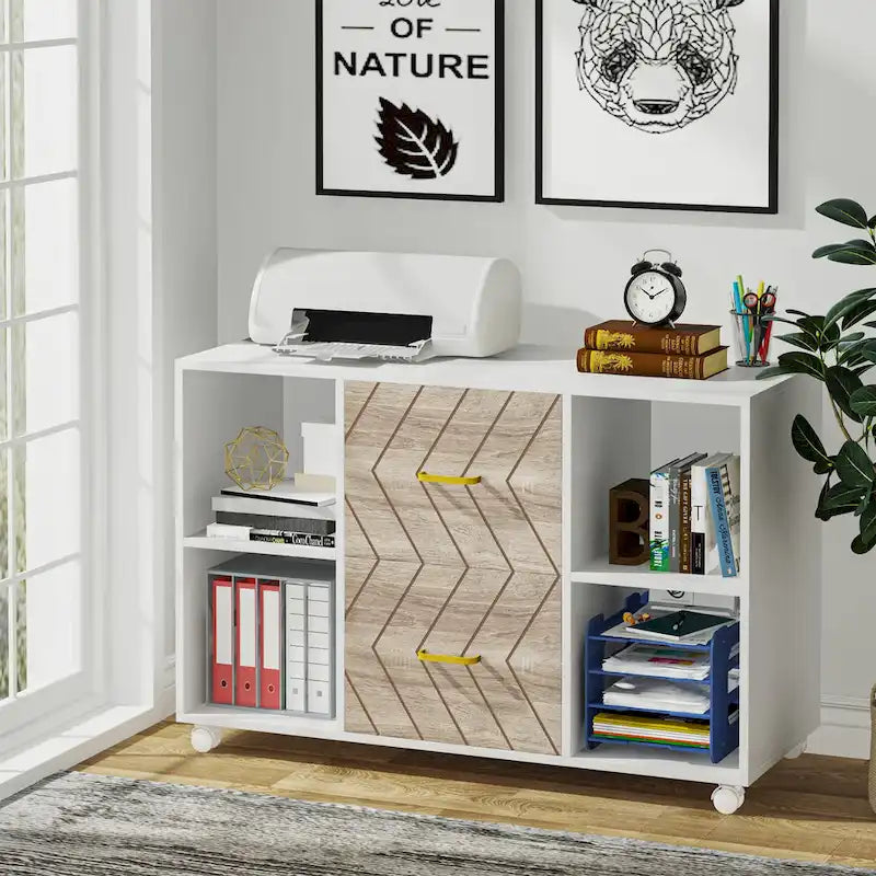2-Drawer Wood Mobile Lateral File Cabinet