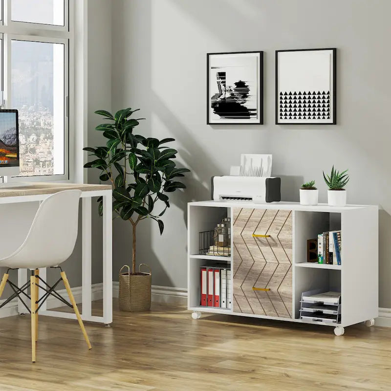 2-Drawer Wood Mobile Lateral File Cabinet