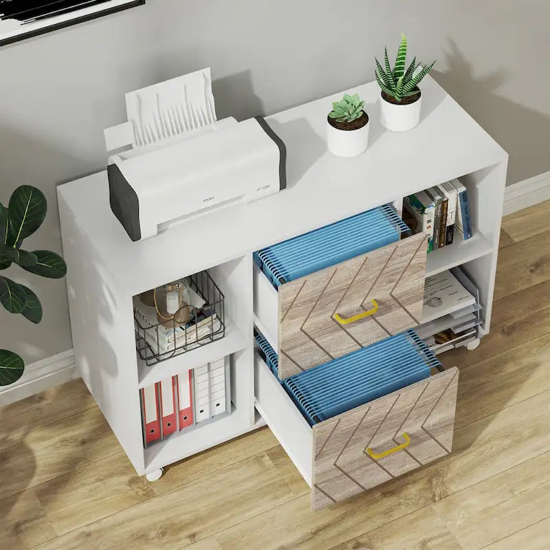 2-Drawer Wood Mobile Lateral File Cabinet