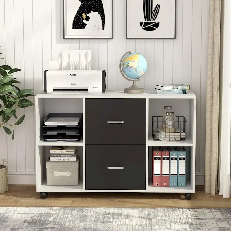 2-Drawer Wood Mobile Lateral File Cabinet