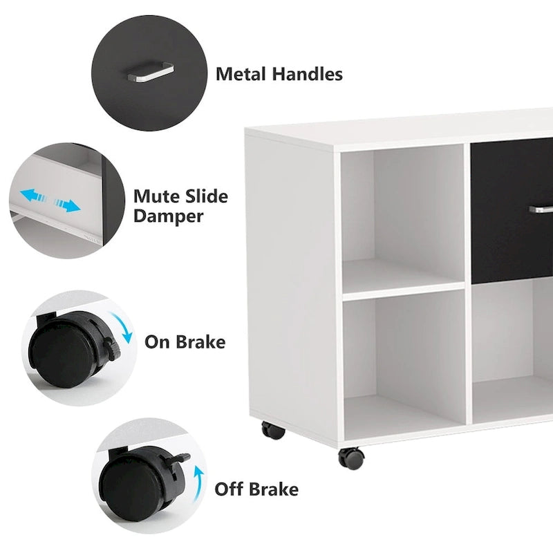 2-Drawer Wood Mobile Lateral File Cabinet