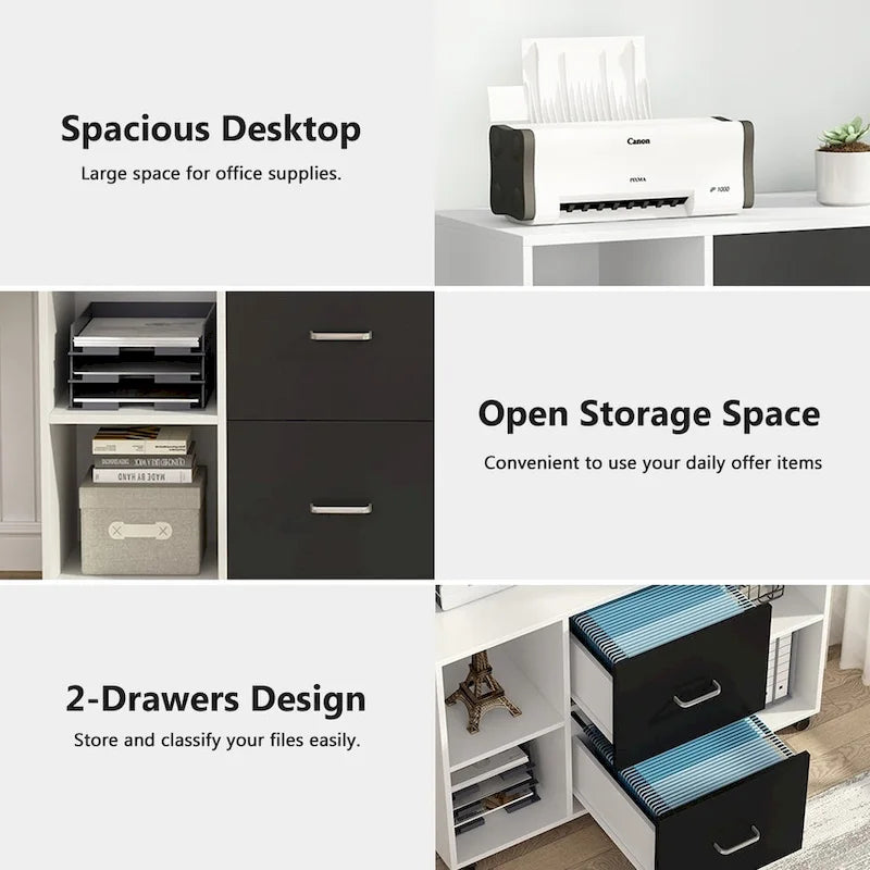 2-Drawer Wood Mobile Lateral File Cabinet