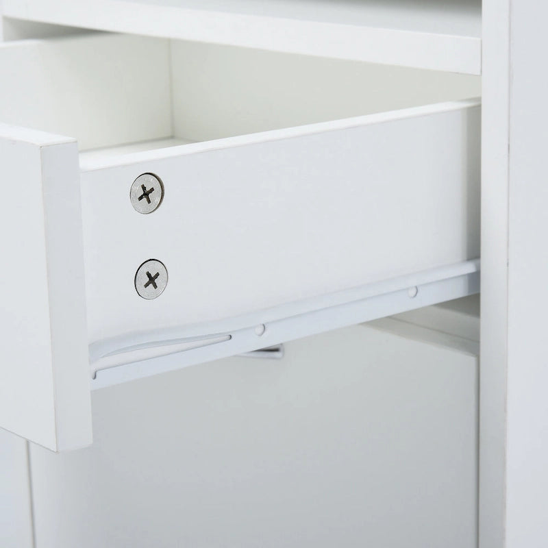 Mobile Storage Cabinet Organizer with Drawer and Cabinet, Printer Stand with Castors, White