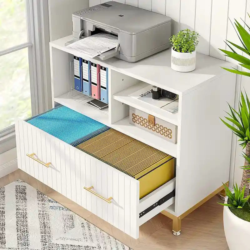 File Cabinet with Drawer, Letter/Letter/A4 Size, Adjustable Rod