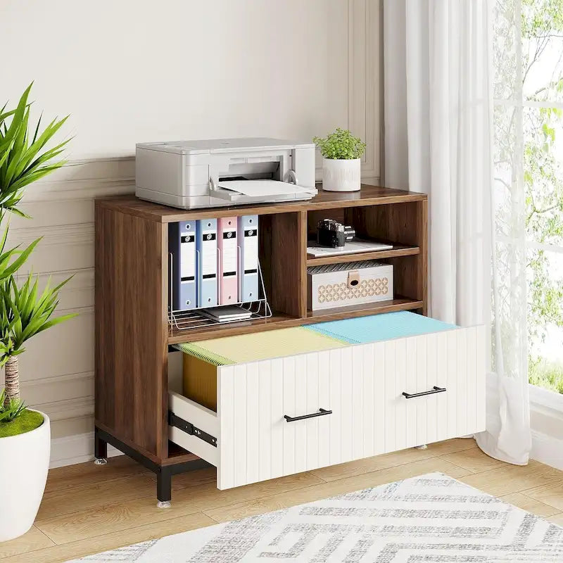 File Cabinet with Drawer, Letter/Letter/A4 Size, Adjustable Rod