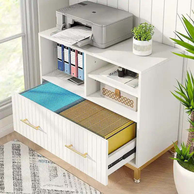 File Cabinet with Drawer, Letter/Letter/A4 Size, Adjustable Rod