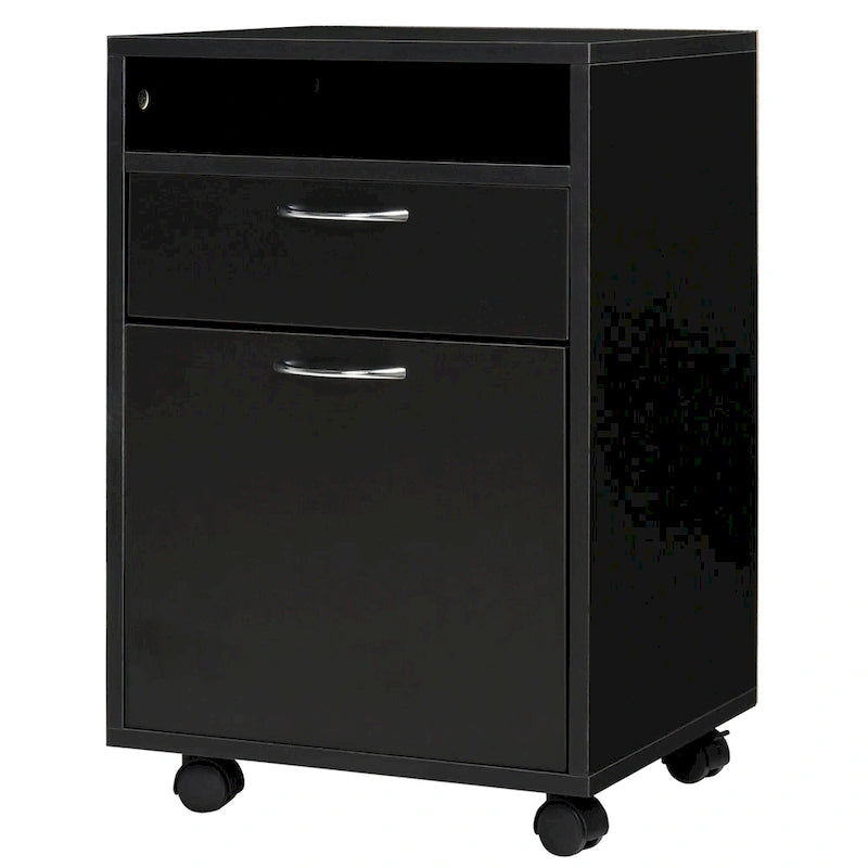 24 Mobile Printer Cart with 2 Drawers, Black - 15.7*13.8*23.6