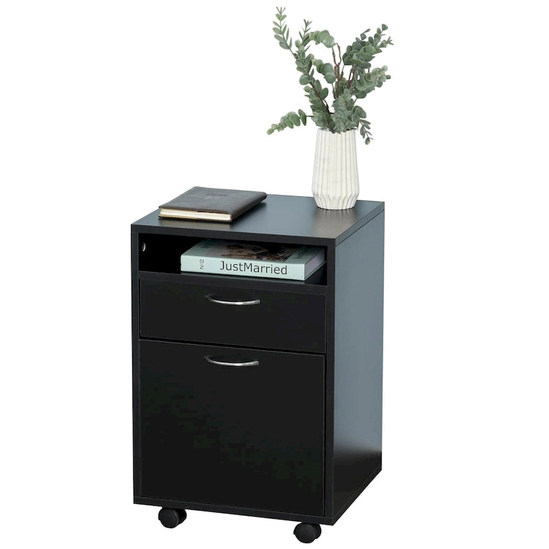 24 Mobile Printer Cart with 2 Drawers, Black - 15.7*13.8*23.6
