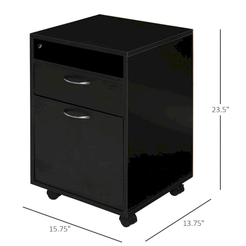 24 Mobile Printer Cart with 2 Drawers, Black - 15.7*13.8*23.6