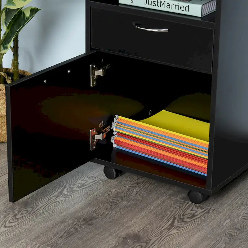 24 Mobile Printer Cart with 2 Drawers, Black - 15.7*13.8*23.6