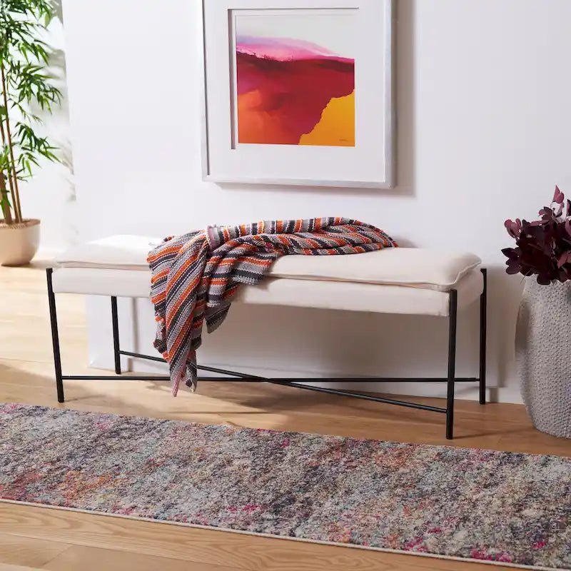 Banc ottoman rembourré X-Bench, 127 cm de large, capitonné, pour chambre et entrée