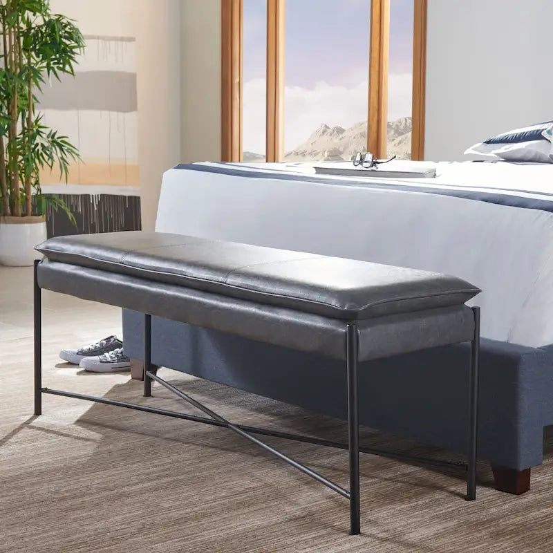 Banc ottoman rembourré X-Bench, 127 cm de large, capitonné, pour chambre et entrée