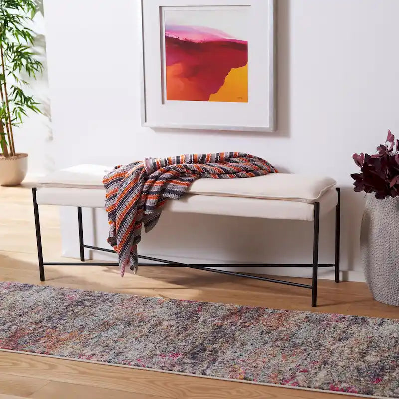 Banc ottoman rembourré X-Bench, 127 cm de large, capitonné, pour chambre et entrée