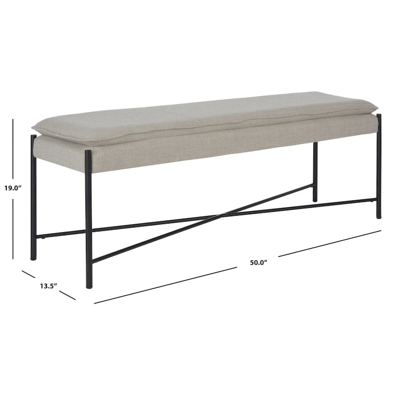 Banc ottoman rembourré X-Bench, 127 cm de large, capitonné, pour chambre et entrée