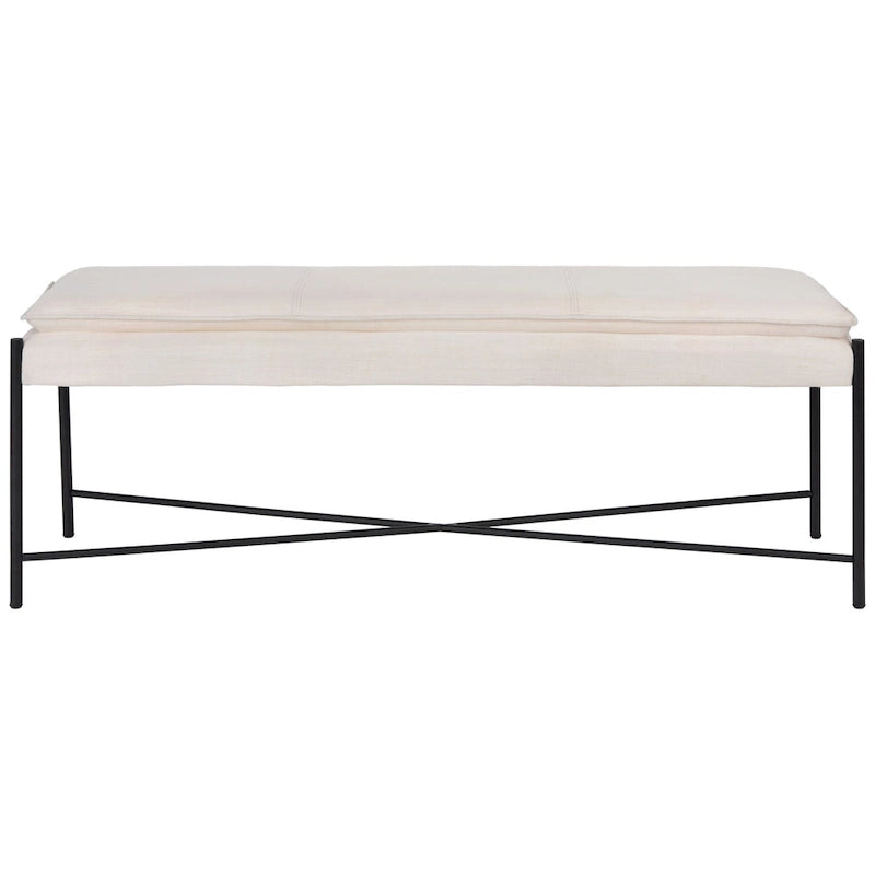 Banc ottoman rembourré X-Bench, 127 cm de large, capitonné, pour chambre et entrée
